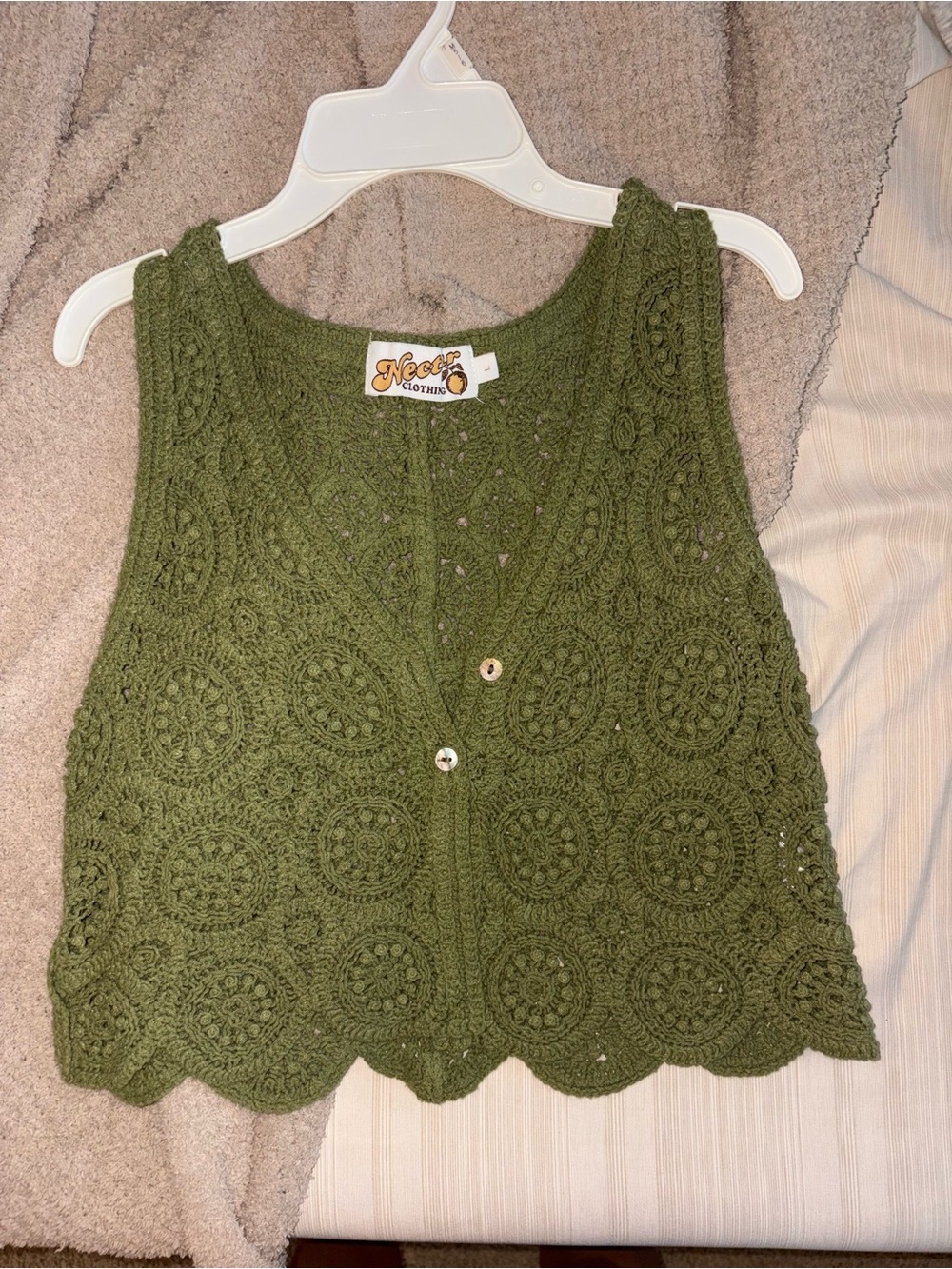 Olive Crochet Crop Tank